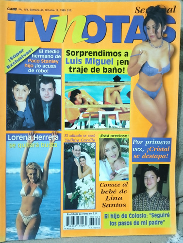 Jacqueline Arroyo En Portafolio Tvnotas Octubre 1999 Cristal (Usado)