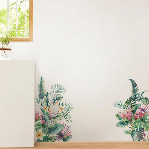 Calcomanías De Pared Con Hojas Y Flores, Pegatinas De Pared