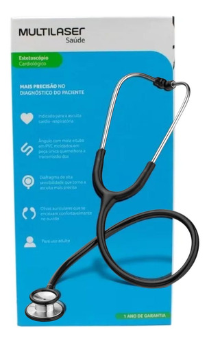 Estetoscópio Cardiológico Profissional Multilaser Hc378 Cor Preto