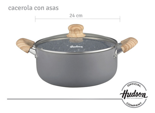 Cacerola Hudson De Aluminio C/antiadherente Granito 24 Cm Color Gris