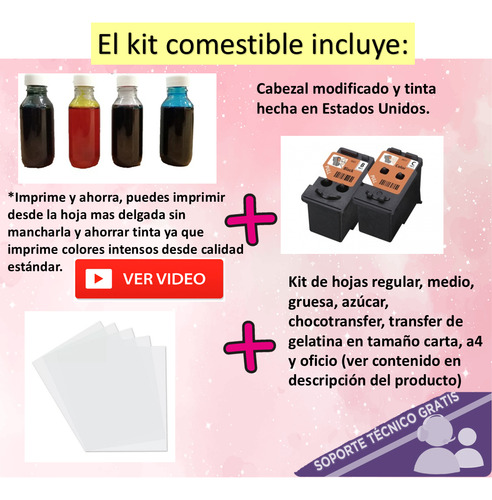 Impresora Canon Multifuncion Tinta Comestible Oblea Mac + Pc