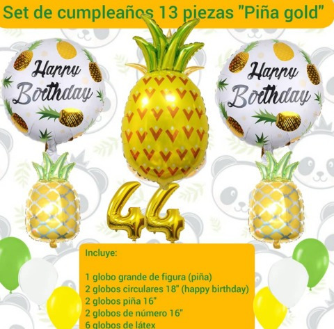 Set 13 Globos Decoración Cumpleaños Motivo De Piña