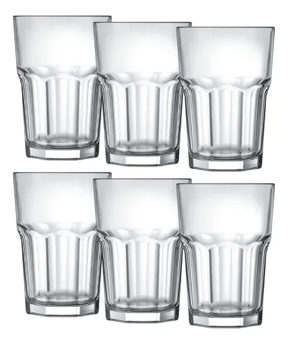 comprar Jogo 6 Copos De Vidro Alto Grosso Refrigerante Bebida 350ml