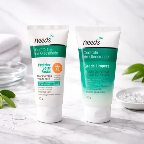 Kit Needs Protetor Facial Antioleosidade + Gel De Limpeza