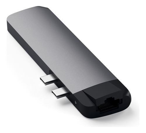 Adaptador Hub Usb-c Satechi P/ Macbook Pro E Air Com Hdmi 4k, Ethernet Rj-45, Usb-a, Usb-c Pd, Leitor Sd E Microsd Estação Completa Para Trabalho, Estudo E Home Office