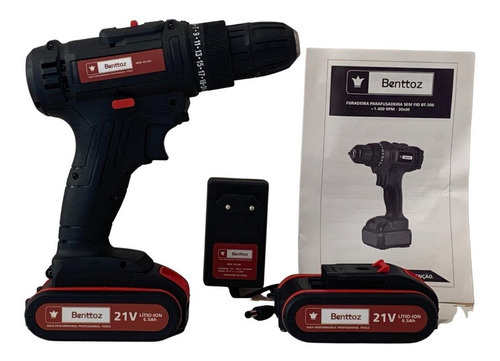 Furadeira Parafusadeira Benttoz 2 Baterias 21v + Maleta