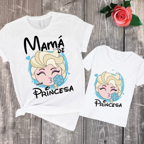 Combo Remera Madre E Hija Princesa Elsa Disney Mujer Nena