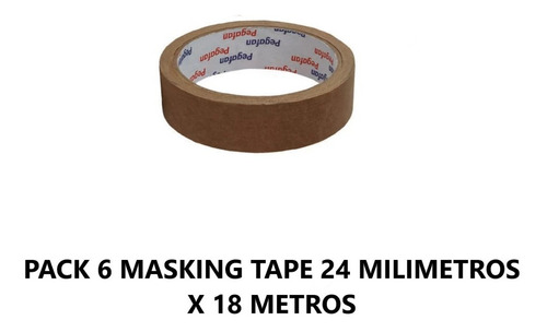 Pack 6 Masking Tape Colores Pegafan 24mm X 18 Mts.