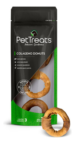 Petisco Para Cachorro Natural 2un Colágeno Donuts Pettreats