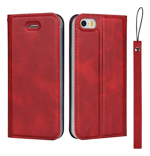 Funda De Piel Para iPhone 5/5s/se 2016 Wallet Mag3048