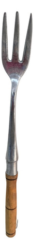 Pinza Tenedor De Aluminio Con Mango De Madera Para Fritura