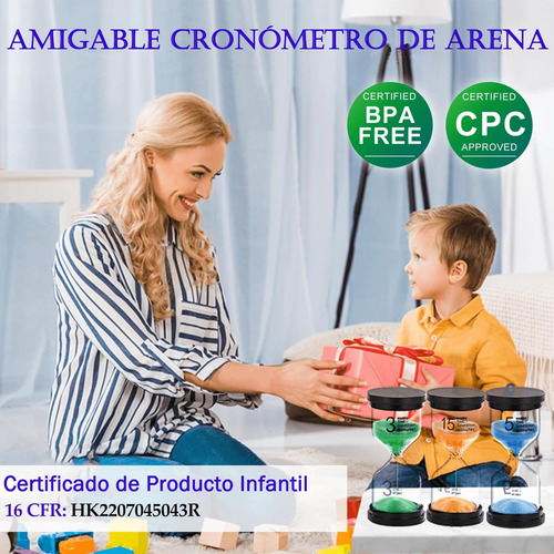 6 Pcs Relojes De Arena Colorido, Temporizador De Arena Con
