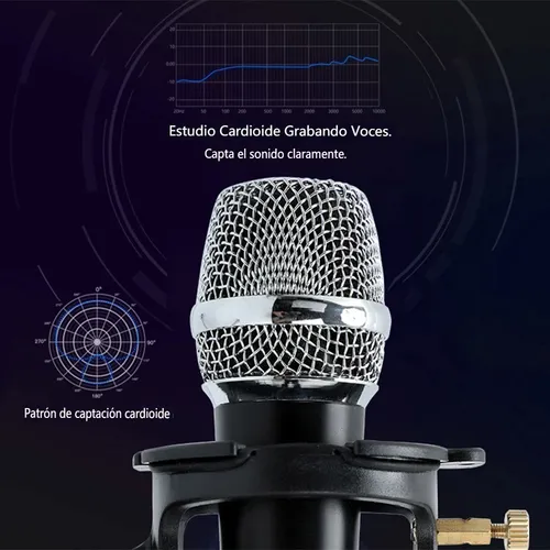 Mini Micrófono De Condensador Con Filtro De Trípode Mini Mic Color Negro