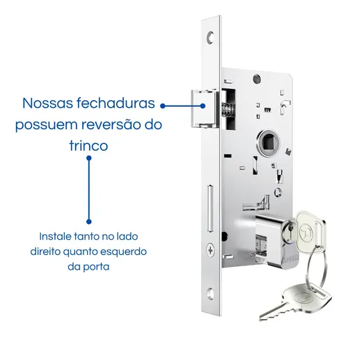 Fechadura Completa Soprano Porta Madeira Entrada Externa