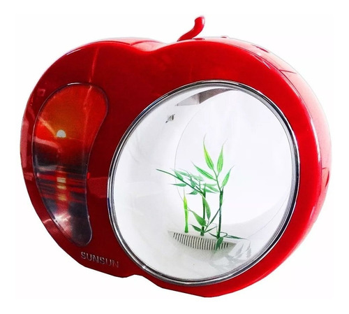 Sunsun Mini Aquario Yb-01 Led Acrilico Vermelho 3,5l Bivolt