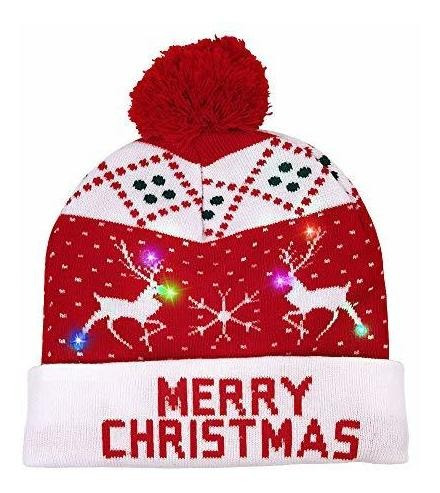 Ourwarm Led Christmas Hat, Light Up Christmas Hat Unisex Blu