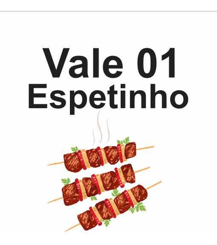 200 Cartão Vale 01 Espetinho (plastificado Frente) - 4x5cm