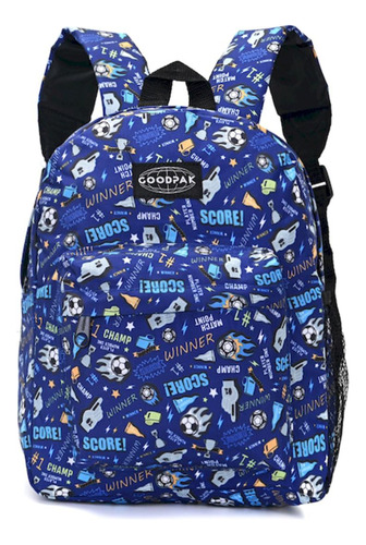 Mochila Chica Azul Futbol Score Nene Infantil 12 Pulgadas Diseño de la tela Estampado