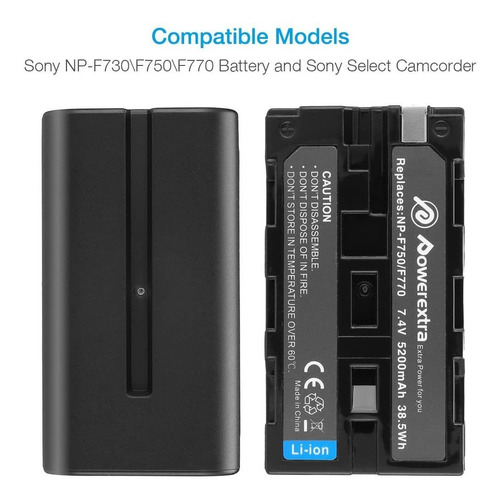 Powerextra Batería De Repuesto Para Sony Np-f750, Sony Np-f7