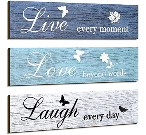 3 Pieces Rustic Wood Sign Wall Decor Live Love And Laugh Quo
