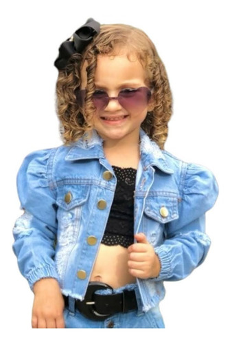 Imagem 1 de 5 de Jaqueta Jeans Infantil Menina Princesa Mini Diva Blogueirinh