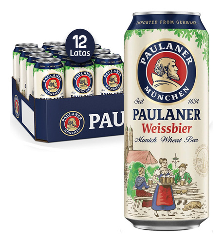 Cerveja Alemã Paulaner Weissbier Lata 500ml (12 Latas)