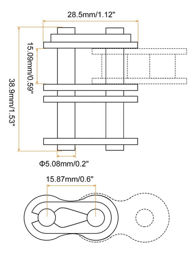 Enlaces De Conexión De Cadena De Doble Rodillo Uxcell 8pcs