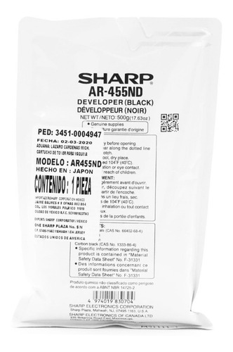 Imagen 1 de 2 de Sharp Revelador Ar455nd / Arm355n Arm455n Mxm350n Mxm450n