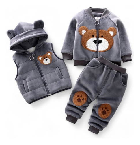 Cojunto De 3 Piezas Plush Con Polar Invierno Para Niños