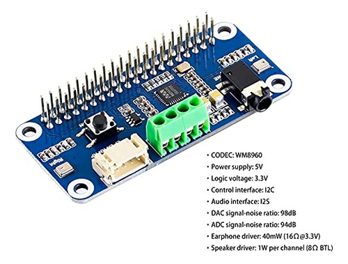 Módulo De Audio Hat Wm8960 Para Raspberry Pi 4b/3b+/3b/2b/b+