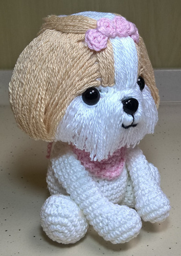 Cachorrinha Doguinha Shih Tzu Toffy Crochê Pet Amigurumi Cão