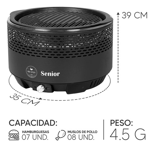 Parrilla Portátil Turbo Grill Negro Con Maletín - Mr Grill