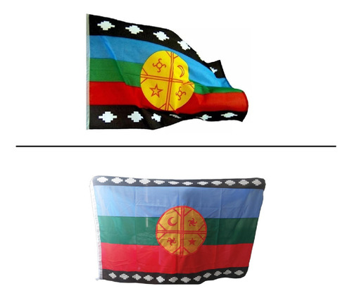 Bandera Mapuche Mediana 90 X 145cms, Poliester. Bf3