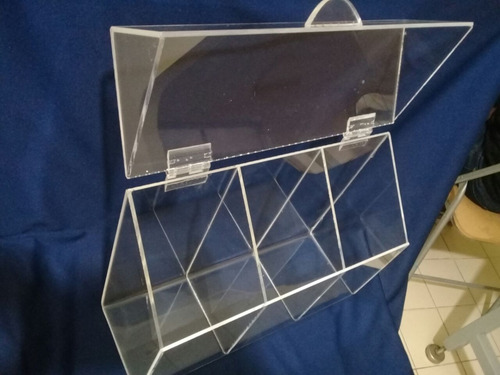 Organizador 3 Div De Brochas Acrílico Con Tapa