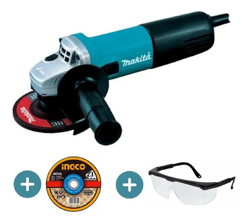 Amoladora angular Makita 9557HNG color turquesa 840 W 220 V + accesorio