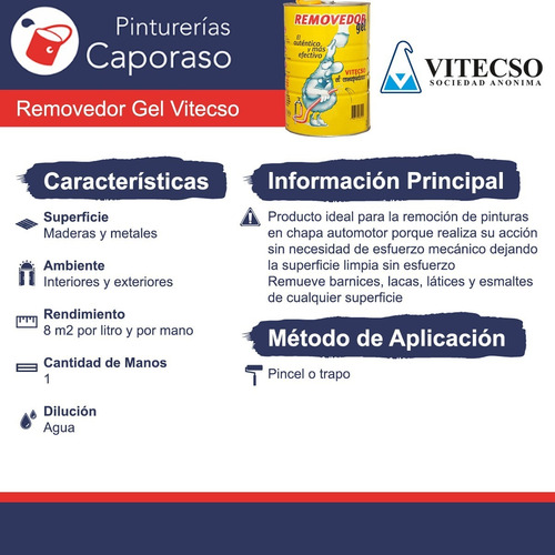 Removedor Gel Comepintura X 4lts Vitecso - Caporaso
