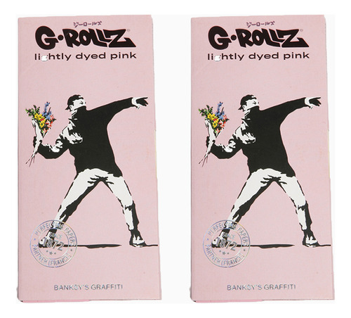 Kit Com 2 Sedas G-rollz Banksy Rosa King Size Com Piteiras