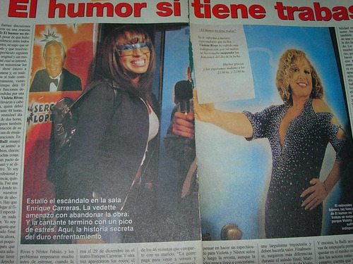 Clipping 2 Pgs Vedette Marixa Balli Versus Violeta Rivas