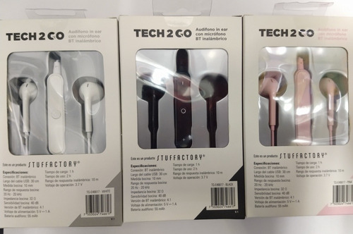 Audífonos Bluetooth In Ear Tech 2go Música/llamadas Disponible