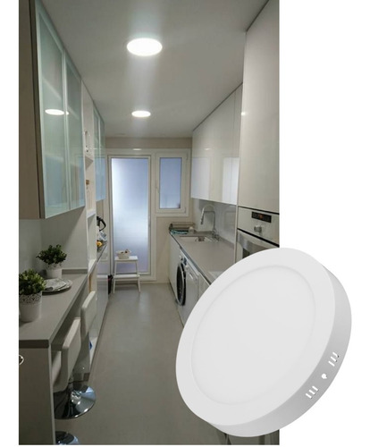 Panel Plafon Led Sobrepuesto Redondo 6w 12cm Estructura Blanco
