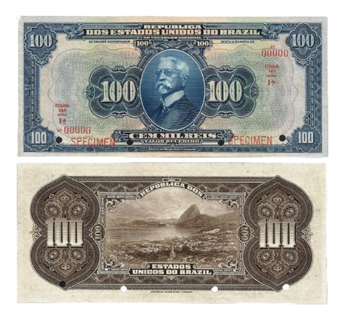 Rc0803 R139s 100 Mil Réis 1918 Specimen Rara