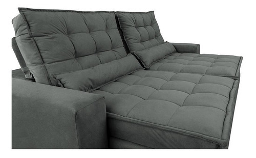 Sofá Retrátil e Reclinável com Molas Ensacadas Cama inBox Gold 2,52m Tecido Suede Velusoft Cinza