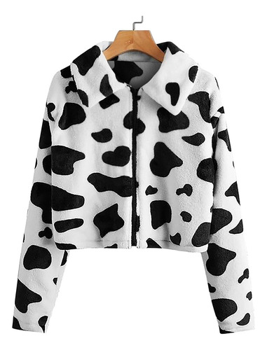 Jersey Con Estampado De Vaca Para Mujer, Manga Larga Y Creat