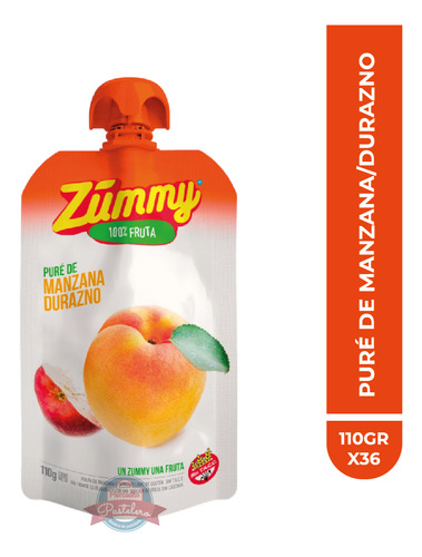 Puré De Fruta Sabor Manzana/durazno 110gr X 36un. Zummy
