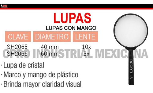 Lupa Con Mango Lente 10x 40mm