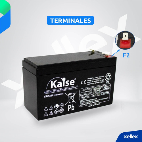 Imagen 3 de 9 de Batería Recargable Sellada Kaise 12v 9ah Kb1290 Ups Alarmas