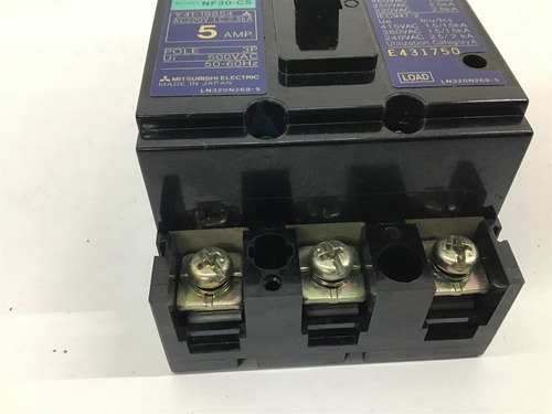 Mitsubishi Nf30-cs No Fuse Breaker 5 Amp 3p 500vac 50-60 Dda