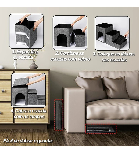 Escada 3x1 Pet Animais De Estimação Gato Cachorro Escadinha