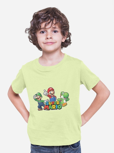Polera Infantil Unisex Mario Bros Yoshi Luiggi Estampado
