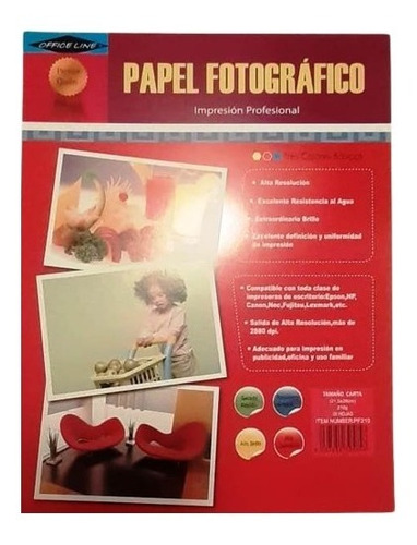 Papel Fotográfico Office Line Profesional 210g Tamaño Carta